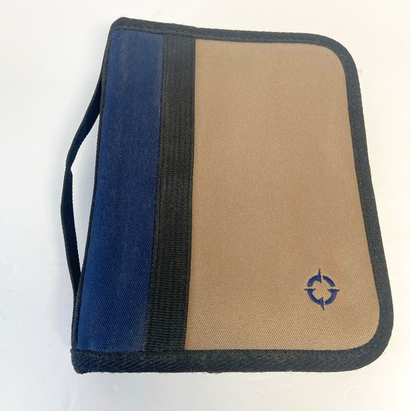 Vintage Franklin Covey Compact Planning Binder Navy and Tan - Picture 1 of 4